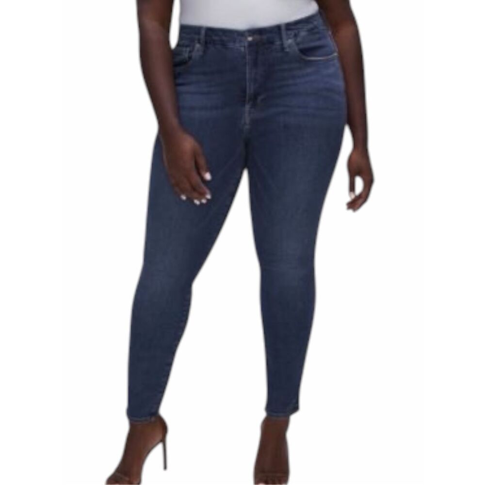 GOOD AMERICAN Good Legs Skinny Jeans Dark Wash Blue Size 15 Ankle Stretch Denim